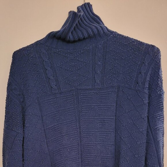 Vintage Lizwear Women’s Turtleneck Sweater Blue Pullover Knit Long Sleeve Medium - Picture 1 of 5